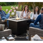 Mr. Bar-B-Q - Outdoor Fire Pit with Steel Mantel - Black
