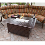 AZ Patio Heaters - Outdoor Aluminum Rectangular Fire Pit - Hammered Bronze