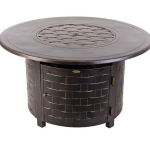 Fire Sense - Perissa Woven Round Cast Aluminum LPG Fire Pit - Antique Bronze