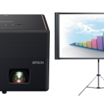 Package - Epson - EpiqVision™ Mini EF12 Smart Streaming Laser Projector with HDR and Android TV - Black and Copper and Duet 80