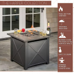 Mod Furniture - Harper 40,000 BTU Tile-Top Gas Fire Pit Table with Burner Cover and Lava Rocks - Grey/Faux Wood