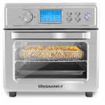 Elite Gourmet 21L Stainless Steel Digital Air Fryer Oven with LCD Display and Interior Light - Stainless Steel