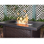 Fire Sense - Baker Rectangular Aluminum LPG Fire Pit - Brown