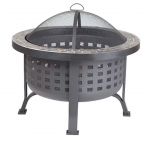 Fire Sense - Alpina Round Slate Top Fire Pit - Black