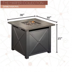 Mod Furniture - Harper 40,000 BTU Tile-Top Gas Fire Pit Table with Burner Cover and Lava Rocks - Grey/Faux Wood