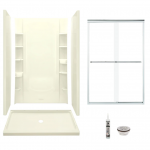 Sterling  Store+ Biscuit 5-Piece 34-in x 48-in x 76-in Base/Wall/Door Rectangular Alcove Shower Kit (Center Drain) Drain Included