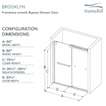 Transolid  Brooklyn 58-in to 60-in W x 80-in H Frameless Sliding Matte Black Soft Close Alcove Shower Door (Clear Glass)