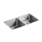KOHLER  Undertone Drop-In 31.5-in x 18-in Stainless Steel Double Equal Bowl Stainless Steel Kitchen Sink