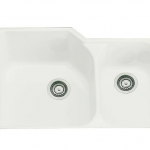 Rohl  Allia Undermount 33-in x 22-in Biscuit Double Offset Bowl 2-Hole Fireclay Kitchen Sink