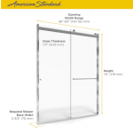 American Standard  56-in to 60-in W x 70-in H Semi-frameless Sliding Brushed Nickel Soft Close Alcove Shower Door (Clear Glass)