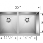 BLANCO  Precision Undermount 31.93-in x 17.95-in Satin Polished Double Equal Bowl Stainless Steel Kitchen Sink