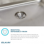 Elkay  Lustertone Drop-In 33-in x 22-in Lustrous Satin Double Offset Bowl 1-Hole Stainless Steel Kitchen Sink
