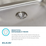 Elkay  Lustertone Drop-In 43-in x 22-in Lustrous Satin Single Bowl 2-Hole Stainless Steel Kitchen Sink with Drainboard