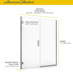 American Standard  58-in to 59-in W x 72-in H Frameless Hinged Silver Shine Soft Close Alcove Shower Door (Clear Glass)