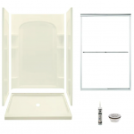 Sterling  Ensemble Biscuit 5-Piece 34-in x 48-in x 76-in Alcove Shower Kit (Center Drain) Drain Included