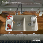 KOHLER  Riverby Drop-In 33-in x 22-in Biscuit Double Offset Bowl 5-Hole Cast Iron Workstation Kitchen Sink