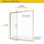 American Standard  56-in to 60-in W x 76-in H Semi-frameless Hinged Silver Shine Soft Close Alcove Shower Door (Clear Glass)