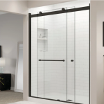 Basco  Rotolo 56-in to 60-in W x 70-in H Semi-frameless Sliding Matte Black Standard Shower Door (Clear Glass)