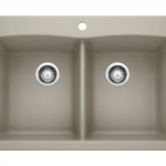 BLANCO  Diamond Dual-mount 33-in x 22-in Truffle (Brown) Double Equal Bowl 1-Hole Granite Kitchen Sink