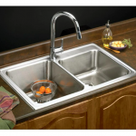 Elkay  Lustertone Drop-In 33-in x 22-in Lustrous Satin Double Offset Bowl 2-Hole Stainless Steel Kitchen Sink