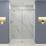 Transolid  Brooklyn 58-in to 60-in W x 80-in H Frameless Sliding Champagne Bronze Soft Close Alcove Shower Door (Clear Glass)