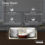 KOHLER  Iron/Tones Dual-mount 33-in x 18.75-in Cashmere Double Offset Bowl Cast Iron Kitchen Sink