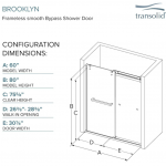 Transolid  Brooklyn 58-in to 60-in W x 80-in H Frameless Sliding Champagne Bronze Soft Close Alcove Shower Door (Clear Glass)