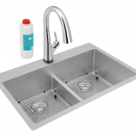 Elkay  Dual-mount 33-in x 22-in Stainless Steel Double Equal Bowl Stainless Steel Kitchen Sink All-in-one Kit