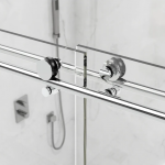 Holcam  Eclipse 45-in to 48-in W x 76-in H Frameless Sliding Brushed Nickel Standard Shower Door (Clear Glass)