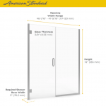 American Standard  46-in to 47-in W x 72-in H Frameless Hinged Silver Shine Soft Close Alcove Shower Door (Clear Glass)