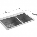 KOHLER  Vault Undermount 33-in x 22-in Stainless Steel Double Offset Bowl 1-Hole Stainless Steel Kitchen Sink