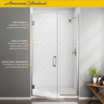 American Standard  46-in to 47-in W x 72-in H Frameless Hinged Silver Shine Soft Close Alcove Shower Door (Clear Glass)