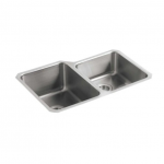 KOHLER  Undertone Undermount 31.5-in x 20.87-in Stainless Steel Double Offset Bowl Stainless Steel Kitchen Sink