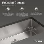 KOHLER  Strive Undermount 32-in x 16.56-in Stainless Steel Double Offset Bowl Stainless Steel Workstation Kitchen Sink