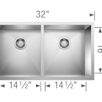 BLANCO  Precision Undermount 31.93-in x 17.95-in Satin Polished Double Equal Bowl Stainless Steel Kitchen Sink