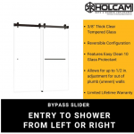 Holcam  Luna 74-in H x 56-in to 58-in W Frameless Sliding Matte Black Shower Door (Clear Glass)