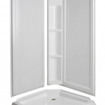 Sterling  Solitaire White 4-Piece 42-in x 42-in x 78-in Base/Wall/Door Neo-angle Corner Shower Kit (Center Drain) Drain Included