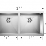 BLANCO  Precision Undermount 37-in x 18-in Satin Polished Double Equal Bowl Stainless Steel Kitchen Sink