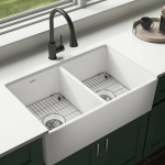 Elkay  Farmhouse Apron Front 33-in x 19.94-in White Double Equal Bowl Fireclay Kitchen Sink
