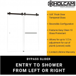 Holcam  Luna 56-in to 58-in W x 74-in H Frameless Sliding Oil Rubbed Bronze Standard Shower Door (Clear Glass)