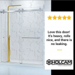 Holcam  Luna 56-in to 58-in W x 74-in H Frameless Sliding Chrome Standard Shower Door (Clear Glass)