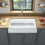 American Standard  Delancey Farmhouse Apron Front 22-in x 36-in Brilliant White Single Bowl 4-Hole Cast Iron Kitchen Sink