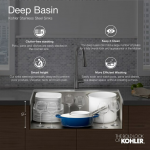 KOHLER  Undertone Perserve Drop-In 23-in x 17.5-in Stainless Steel Single Bowl Stainless Steel Kitchen Sink