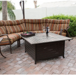 AZ Patio Heaters - Outdoor Square Aluminum Propane Fire Pit - Hammered Bronze