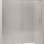 KOHLER  Levity 74-in H x 56.625-in to 59.625-in W Frameless Sliding Vibrant Brushed Nickel Shower Door (Clear Glass)