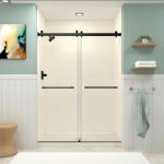 Transolid  Brooklyn 58-in to 60-in W x 80-in H Frameless Sliding Matte Black Soft Close Alcove Shower Door (Clear Glass)