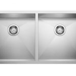 BLANCO  Precision Undermount 37-in x 18-in Satin Polished Double Equal Bowl Stainless Steel Kitchen Sink