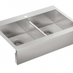 KOHLER  Vault Farmhouse Apron Front 35.75-in x 24.31-in Stainless Steel Double Equal Bowl 1-Hole Stainless Steel Kitchen Sink