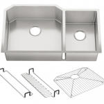 KOHLER  Strive Undermount 18.25-in x 35.5-in Stainless Steel Double Offset Bowl Stainless Steel Workstation Kitchen Sink