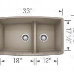 BLANCO  Performa Undermount 33-in x 19-in Truffle Double Offset Bowl Granite Kitchen Sink